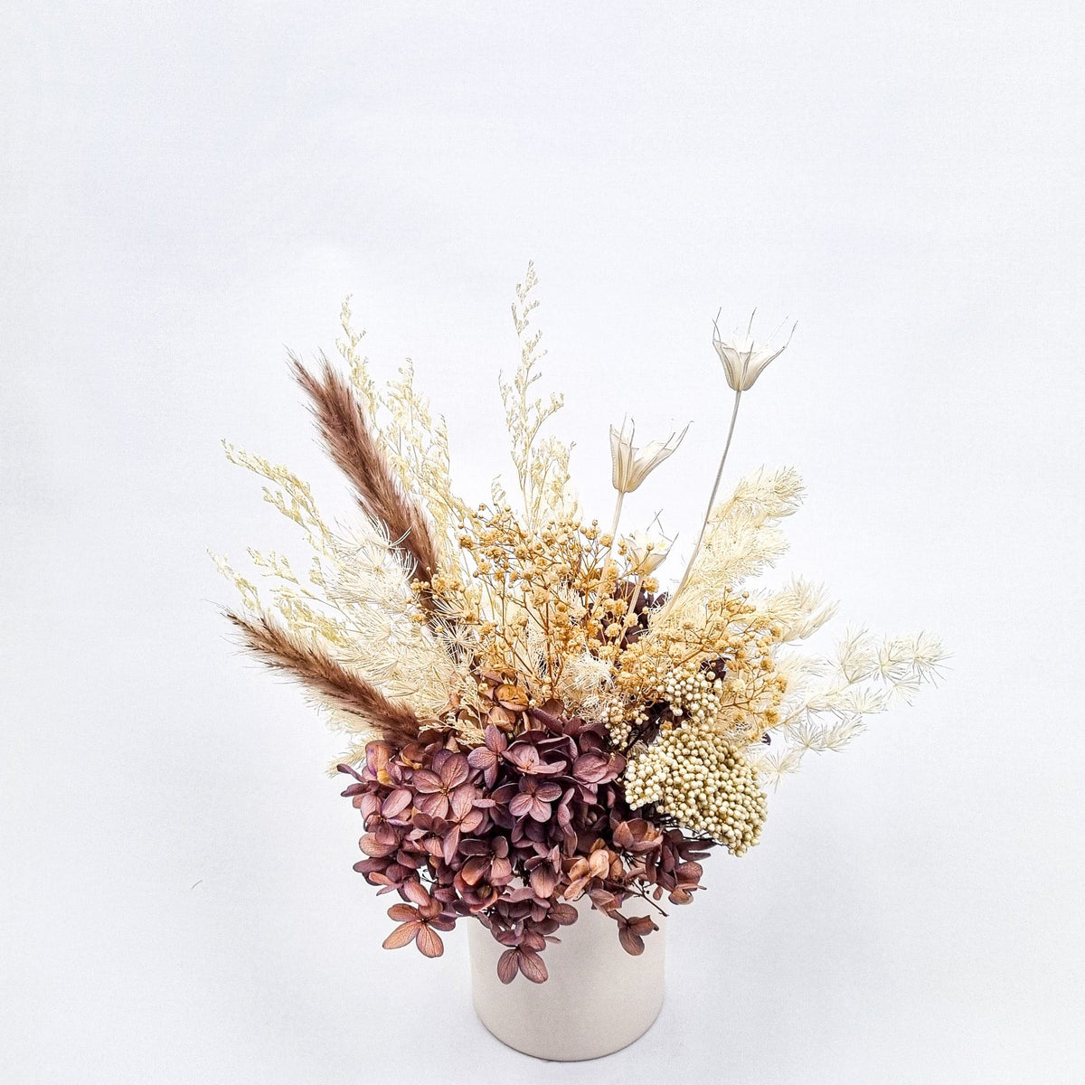 Autumnal Whisper - Delicate Pink and White Hydrangea and Baby's Breath Eternal Large Vase Arrangements